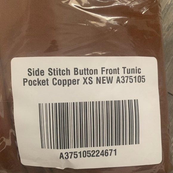 NWT SIDE STITCH BUTTON‎ FRONT TUNIC WITH POCKETS COPPER XS - Picture 9 of 10